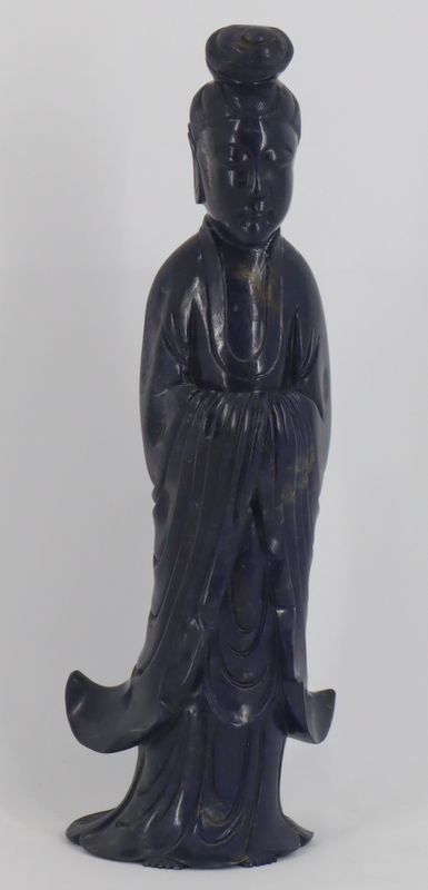 Appraisal: Chinese Carved Lapis Lazulis Standing Figure of a Guanyin Total