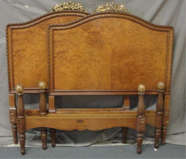 Appraisal: Pair of French Twin Beds nice qualitywith carving From a