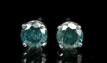 Appraisal: A Pair of Blue Diamond Earrings k white gold stud