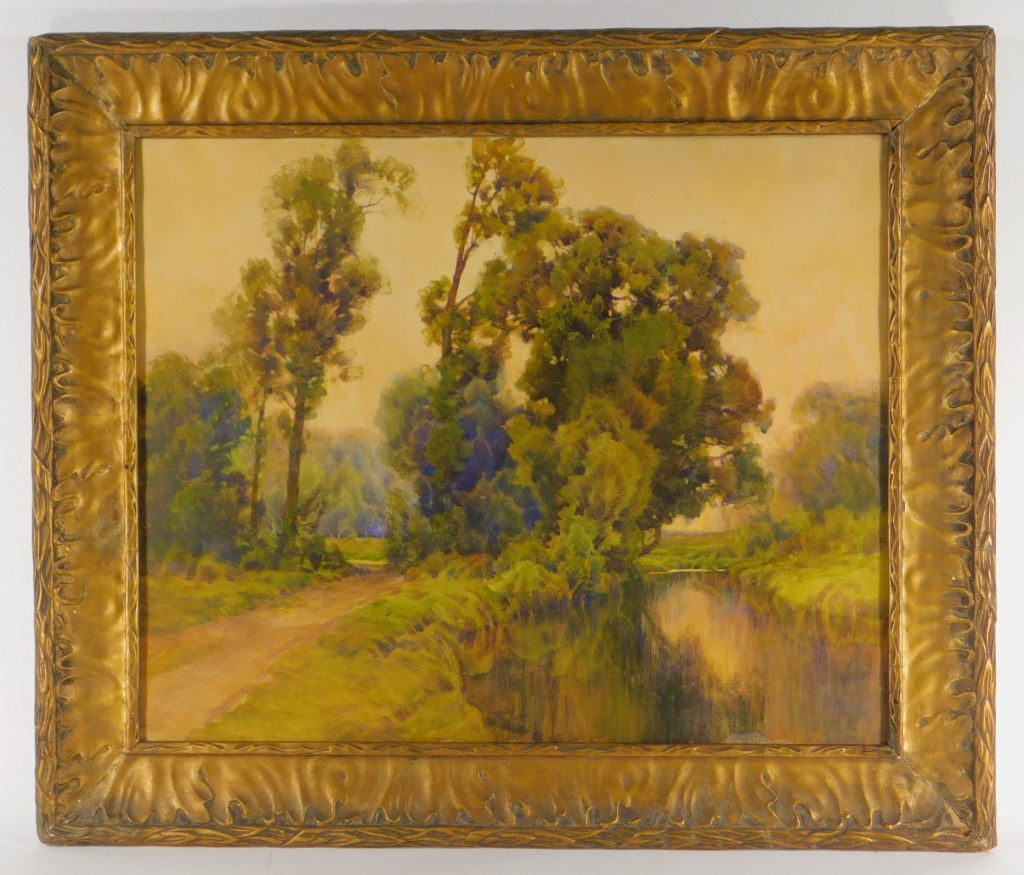 Appraisal: LG HEZEKIAH DYER SUMMER RIVER LANDSCAPE PAINTING Hezekiah Anthony DyerRhode