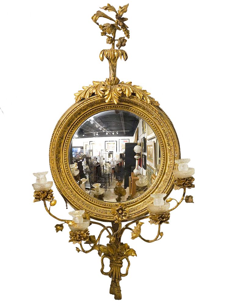 Appraisal: English th C Gilt Convex Mirror Sconces th C English