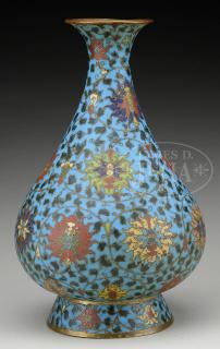 Appraisal: LARGE CLOISONNE HU VASE LARGE CLOISONNE HU VASE China Late