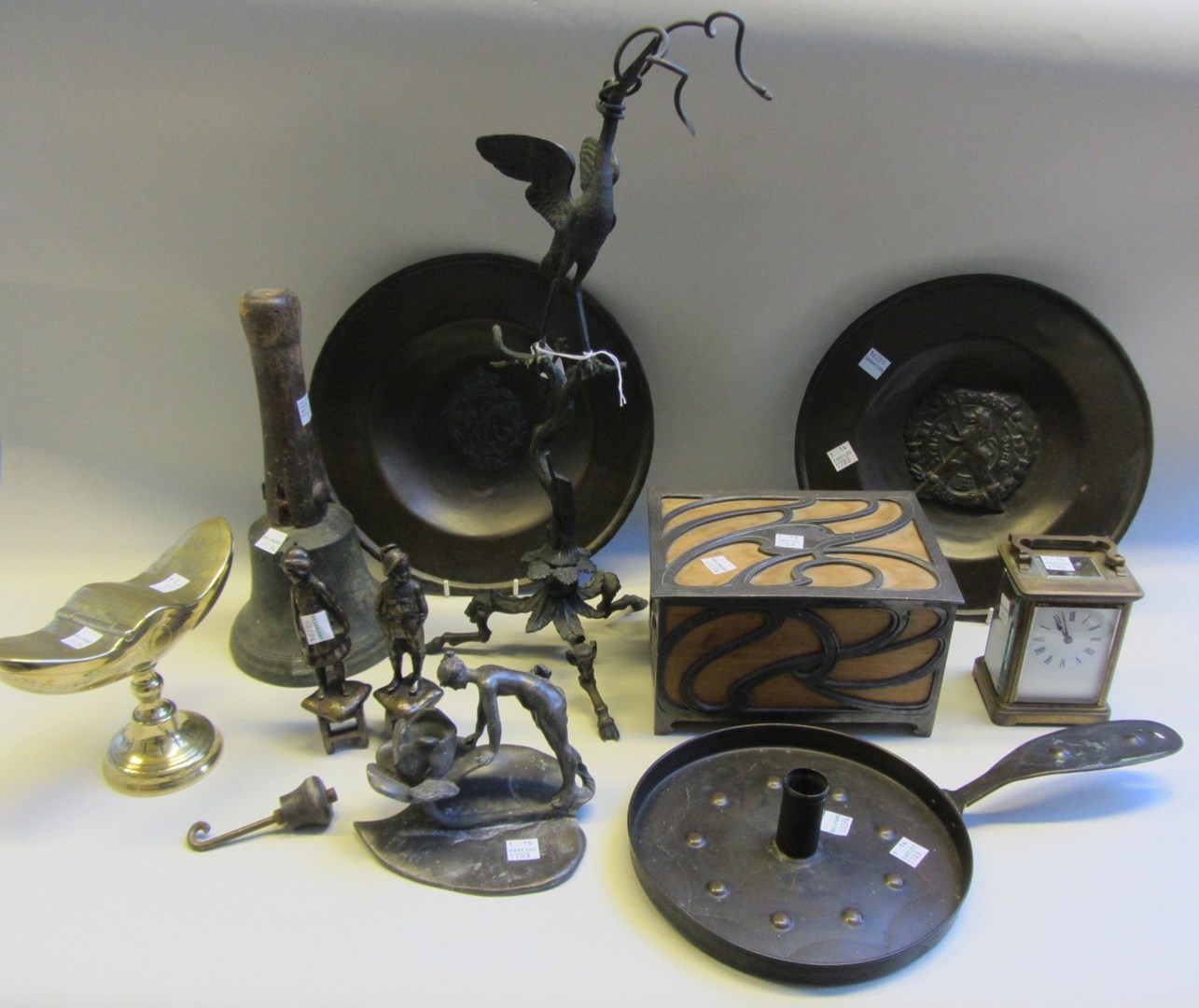 Appraisal: A quantity of metalware collectables including a copper Newlyn style