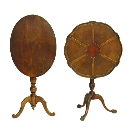 Appraisal: Two tilt top tables one candlestand with oval top late