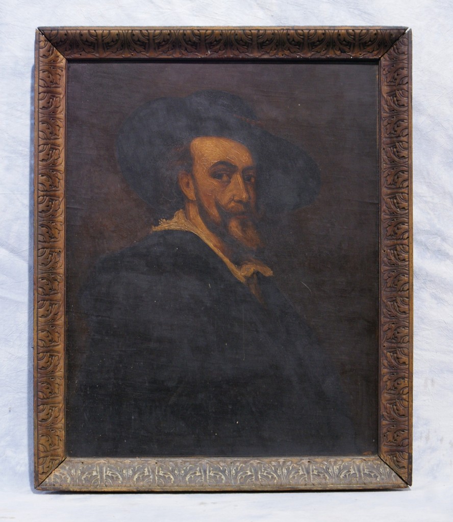 Appraisal: European School th th c oil on wood panel portrait