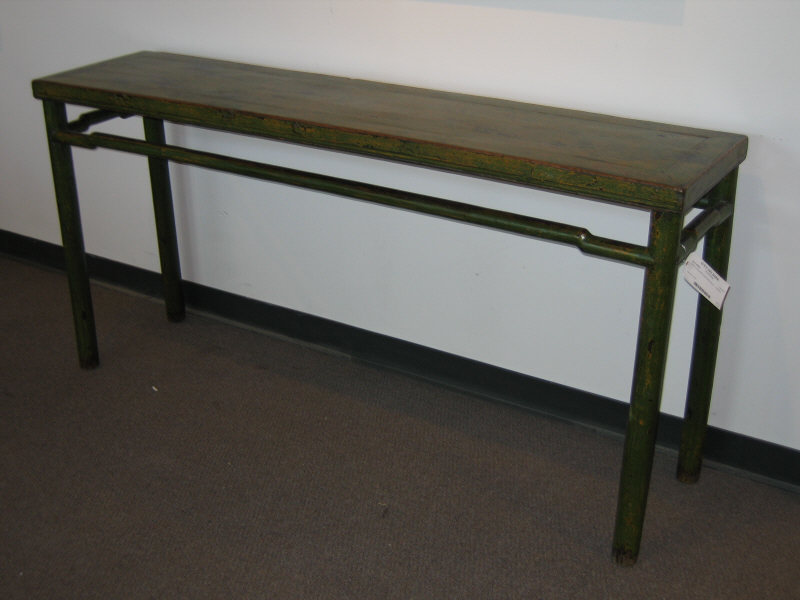 Appraisal: CHINESE GREEN PAINTED ALTAR TABLE narrow rectangular top raised on