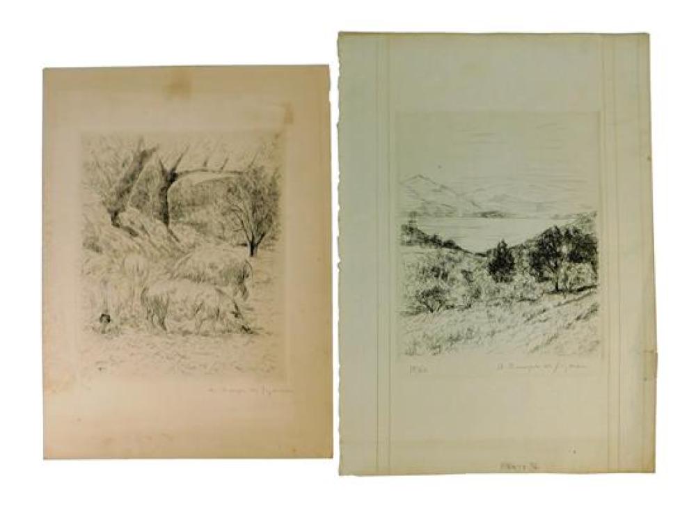 Appraisal: Andre Dunoyer de Segonzac France - two etchings of landscapes