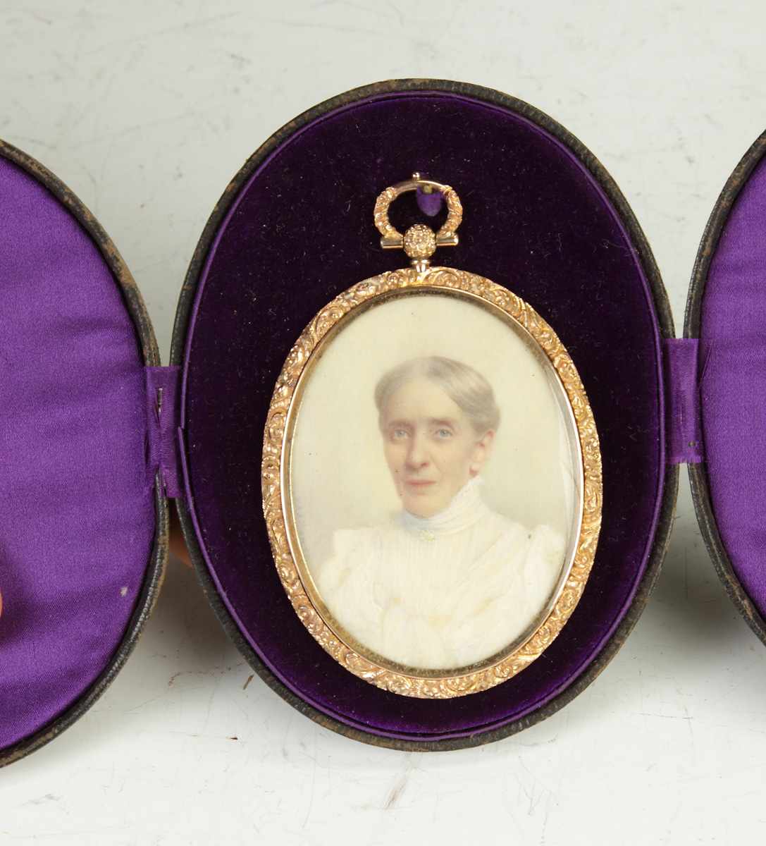 Appraisal: Miniature on Ivory in Gold Frame Sgn Left F A