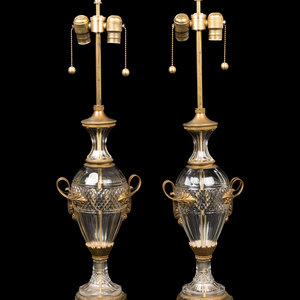 Appraisal: A Pair of French Gilt Bronze Mounted Cut Glass Vases