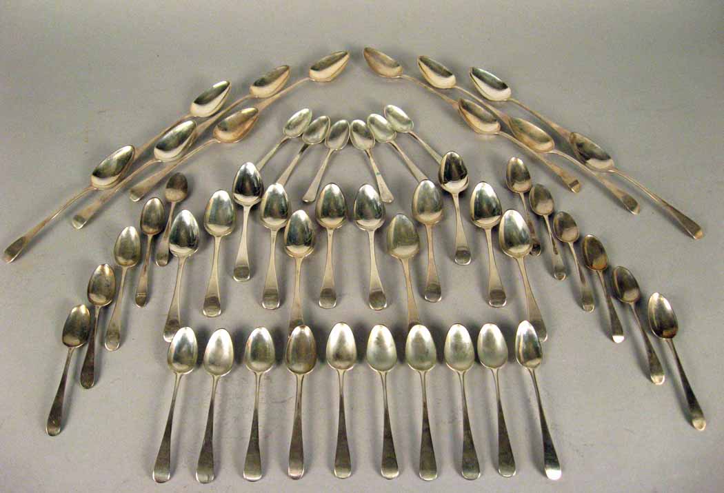 Appraisal: Group of assorted George III Old English pattern sterling silver