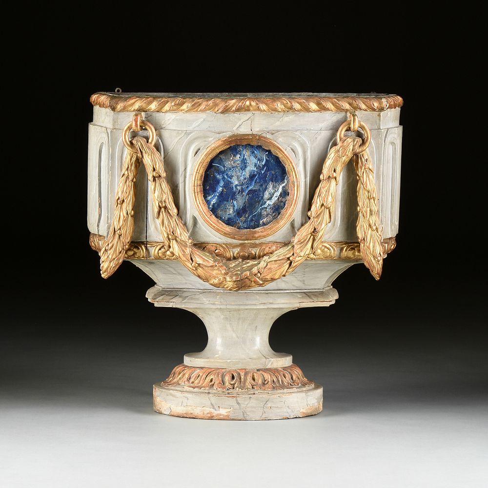 Appraisal: AN ITALIAN NEOCLASSICAL PARCEL GILT AND FAUX MARBLE PAINTED WOOD