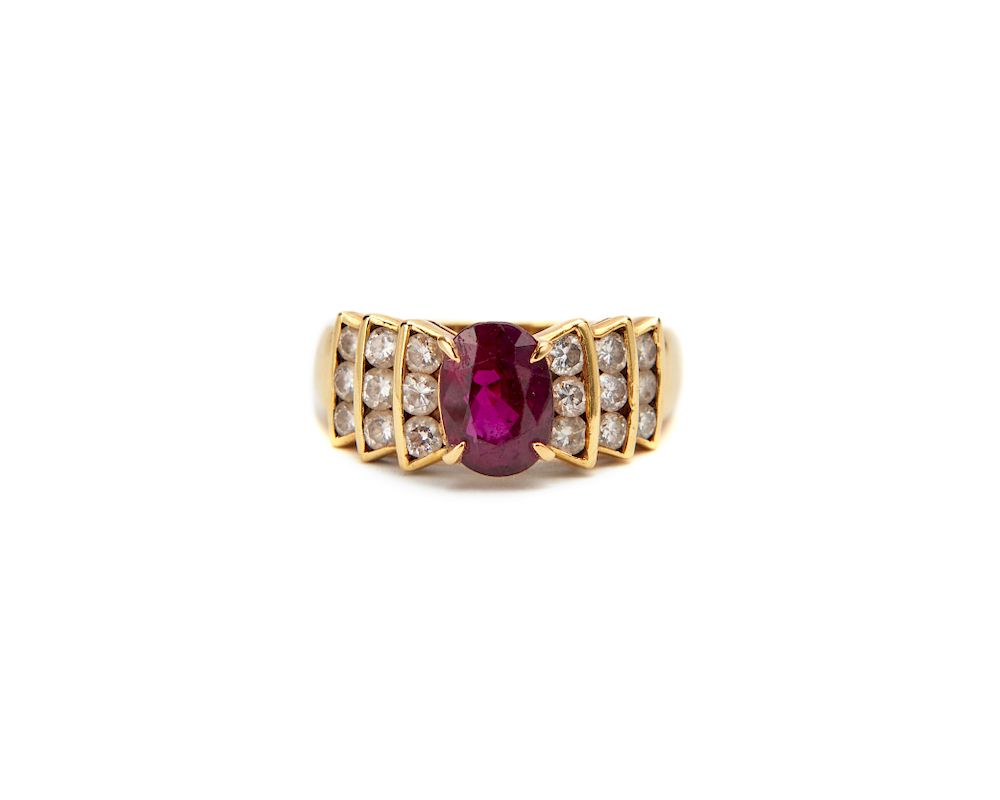 Appraisal: K Gold Ruby and Diamond Ring K Gold Ruby and