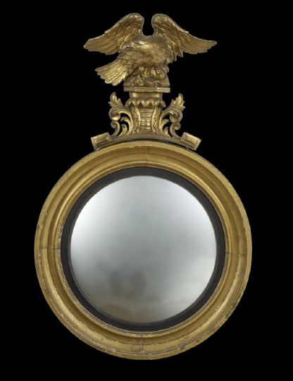 Appraisal: Regency Giltwood Convex Looking Glass early th century the circular