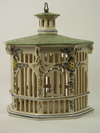 Appraisal: BIRD CAGE - Italian glazed faience bird cage circa green