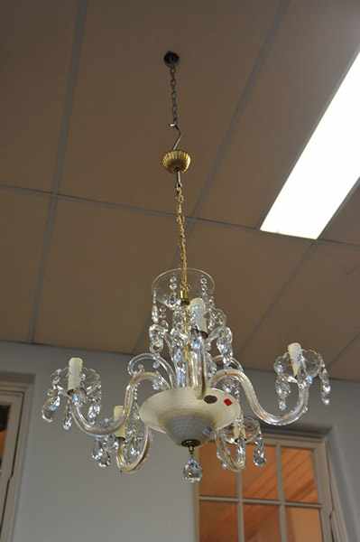 Appraisal: A MID TH CENTURY MURANO CRYSTAL FIVE BRANCH CHANDELIER labeled