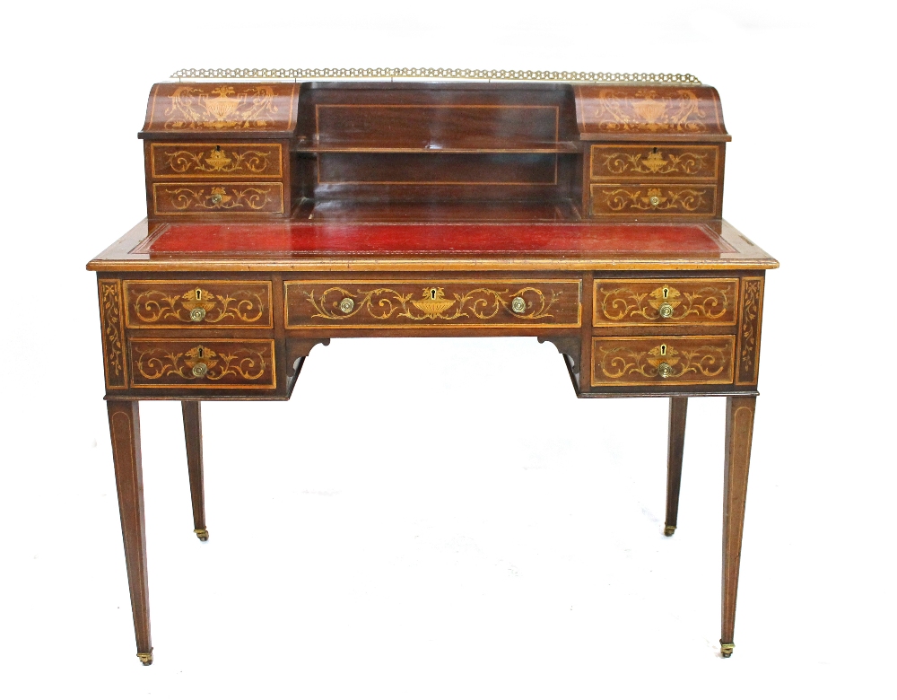 Appraisal: A late th century marquetry inlaid writing desk of Carlton