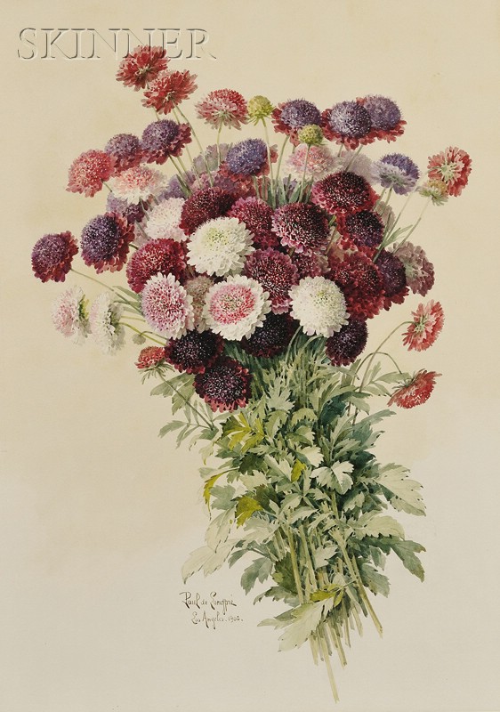 Appraisal: Paul De Longpre French American - Bouquet of Chrysanthemums Signed