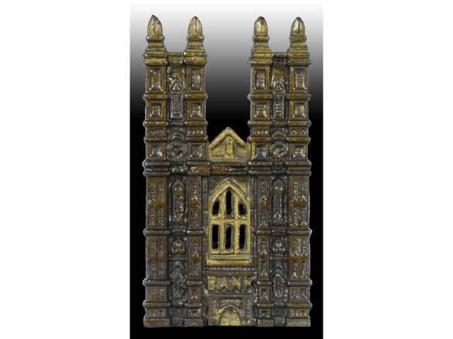 Appraisal: Cast Iron Westminster Abbey Still Bank Description Made by Sydenham