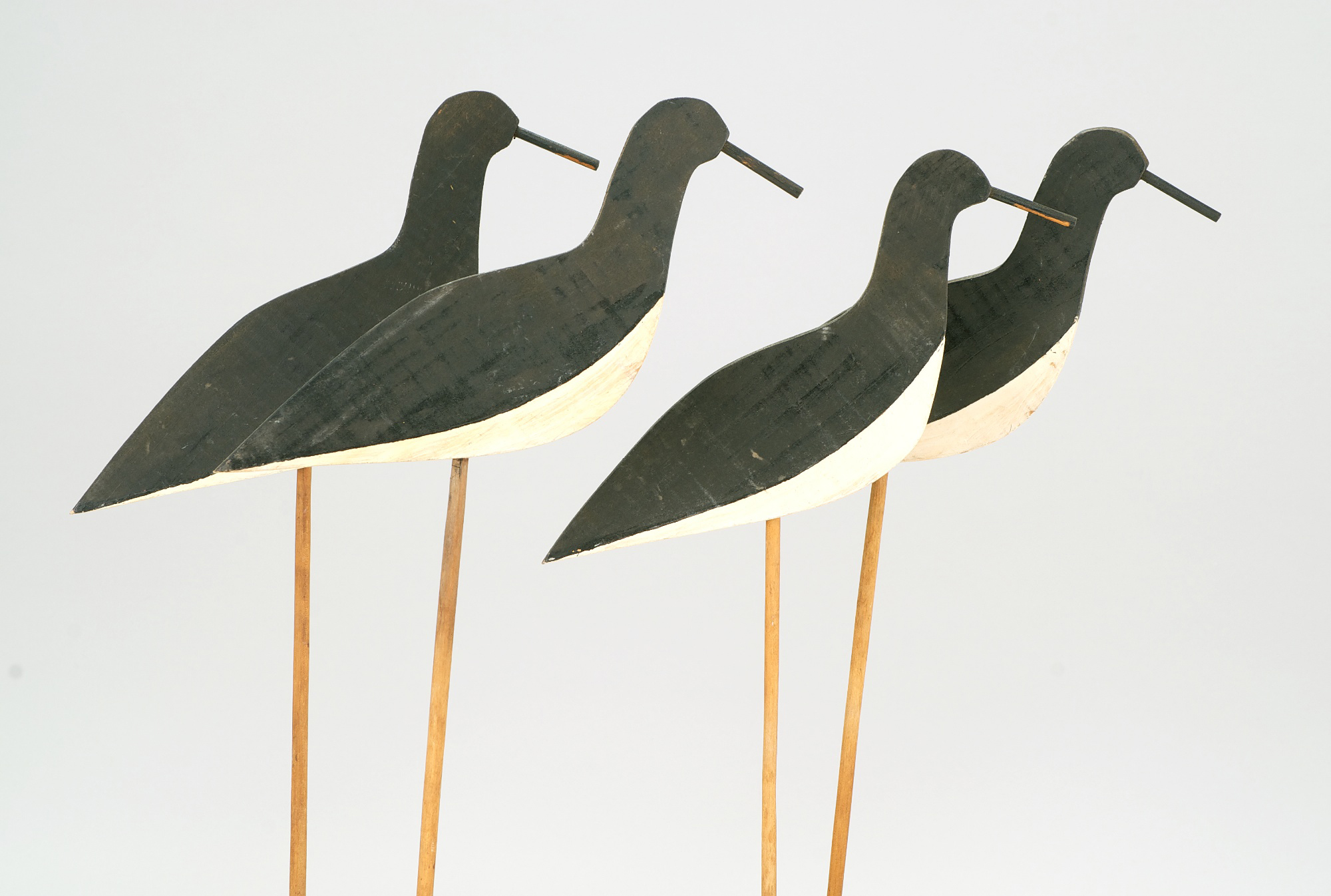 Appraisal: FOUR FLATTIE YELLOWLEGS DECOYS Discovered in Westport Massachusetts Maker unknown