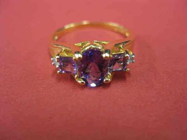 Appraisal: Amethyst Diamond Ring oval gem withsquare gem and a round