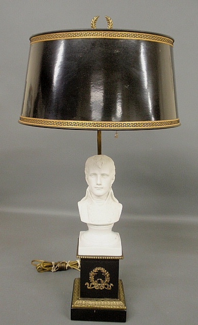 Appraisal: - Table lamp with French porcelain bust of Napoleon and