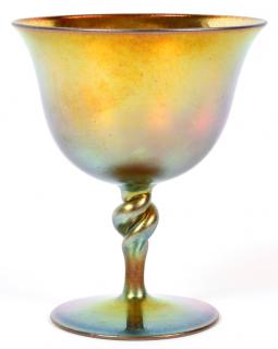 Appraisal: STEUBEN GOLD AURENE GLASS WINE GOBLET H Marked on the