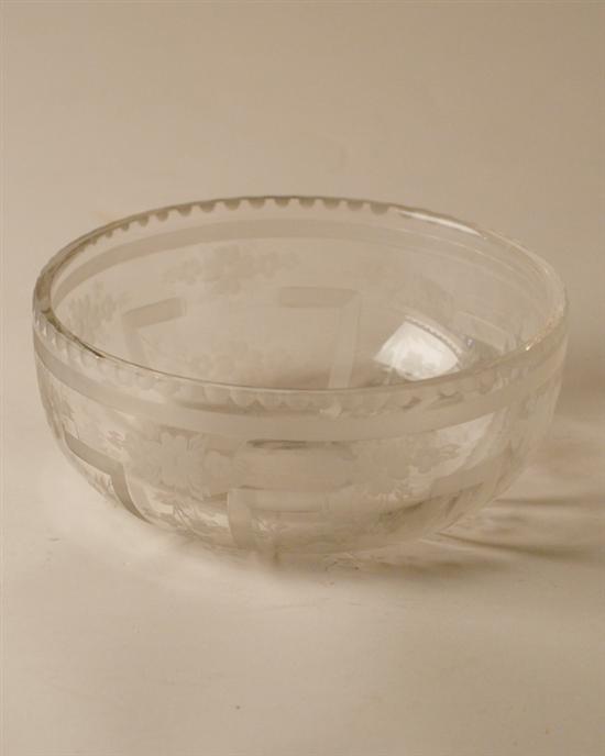 Appraisal: A Signed Hawkes Glass Bowl clear with engraved reeded stripes