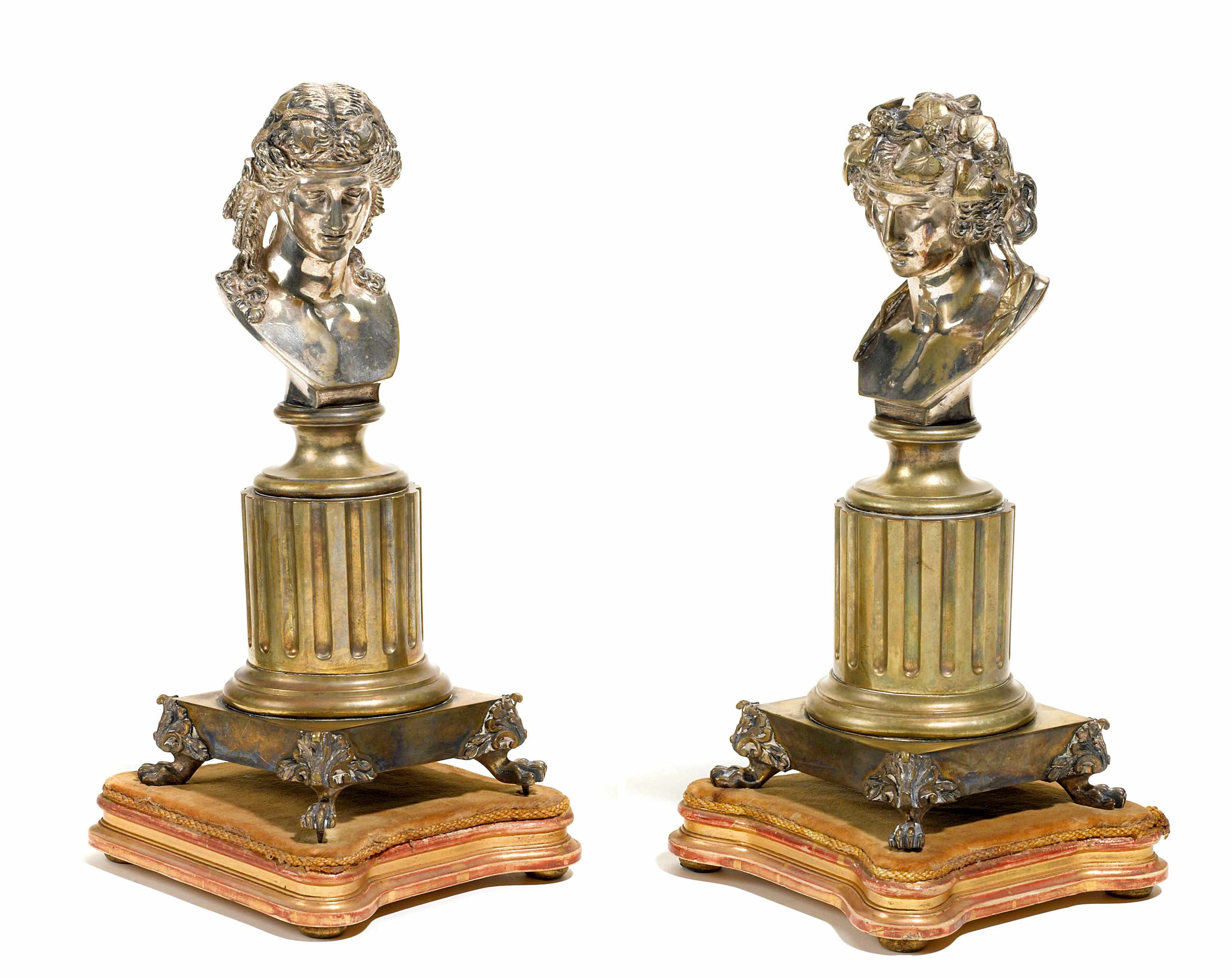 Appraisal: Property of Various Owners A pair of French silvered bronze