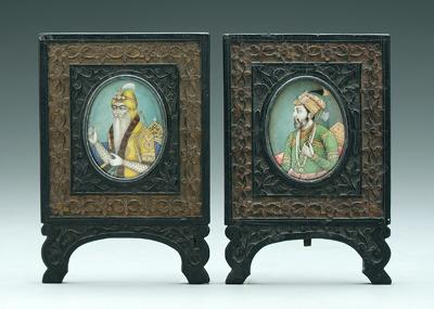 Appraisal: Two Indian miniature portraits watercolors on ivory one an archer