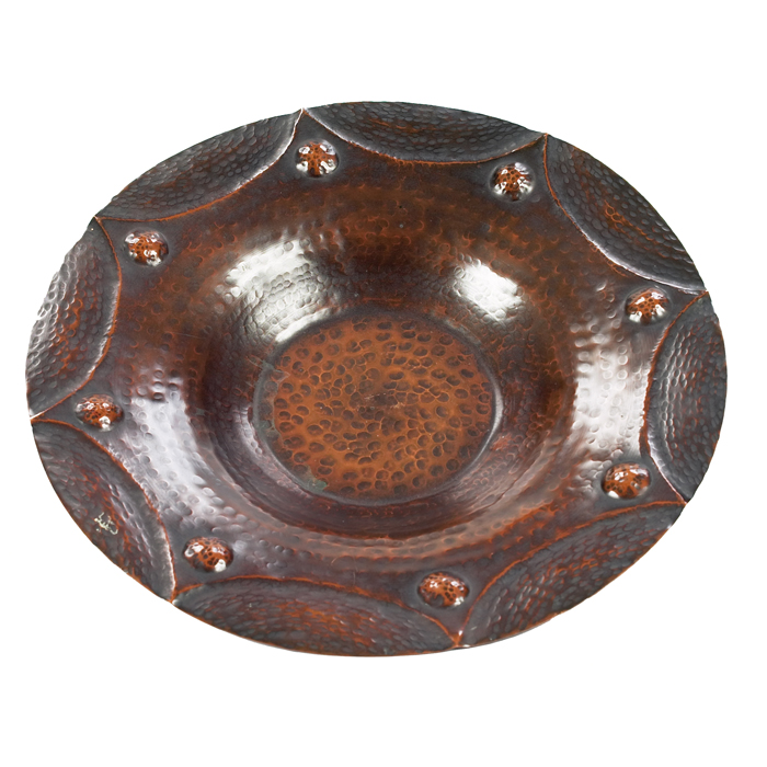 Appraisal: Arts and Crafts bowl in hammered copper with repousse design