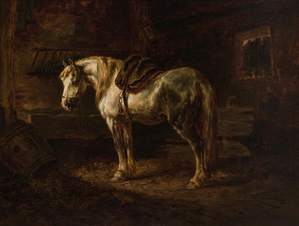 Appraisal: WOUTERUS VERSCHUUR I Dutch - Horse in a Stable oil