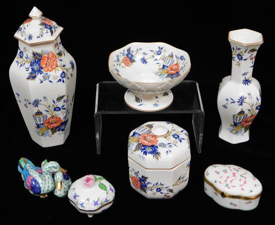 Appraisal: PORCELAIN Herend Limoges and Crown Staffordshire seven pieces th C