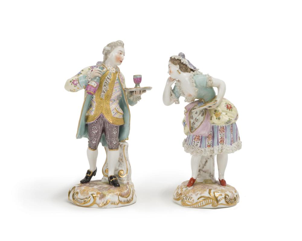 Appraisal: Two Meissen-style standing figures Late th early th Century Each