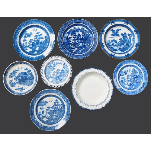 Appraisal: Miscellaneous English blue printed earthenware plates dishes a tureen and