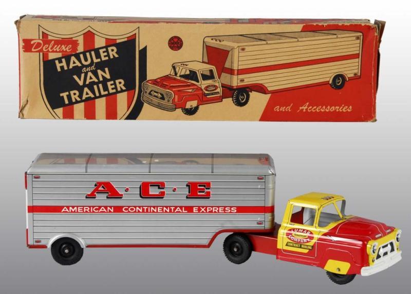 Appraisal: Pressed Steel Marx Hauler Van Trailer Toy Description American Marked