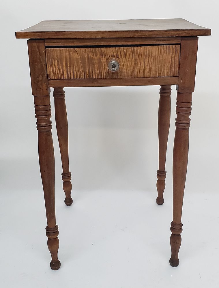 Appraisal: New England Sheraton Tiger Maple One Drawer Night Stand th