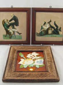 Appraisal: A tube lined ceramic tile together with a framed pair