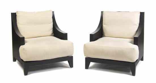 Appraisal: A Pair of Contemporary Upholstered Armchairs each with a faux