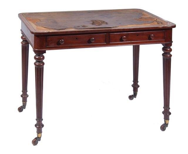 Appraisal: A GEORGE IV MAHOGANY WRITING TABLE fitted two drawers turned