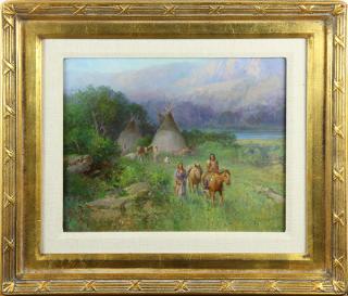 Appraisal: Painting Victor Casenelli Victor Casenelli American - Native American Camp