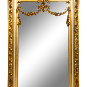 Appraisal: A Louis XVI Style Painted and Parcel Gilt Overmantel Mirror