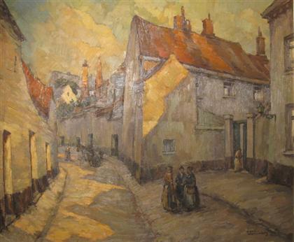 Appraisal: ADRIEN WERNAERS belgian - DUTCH STREET SCENE Signed bottom right