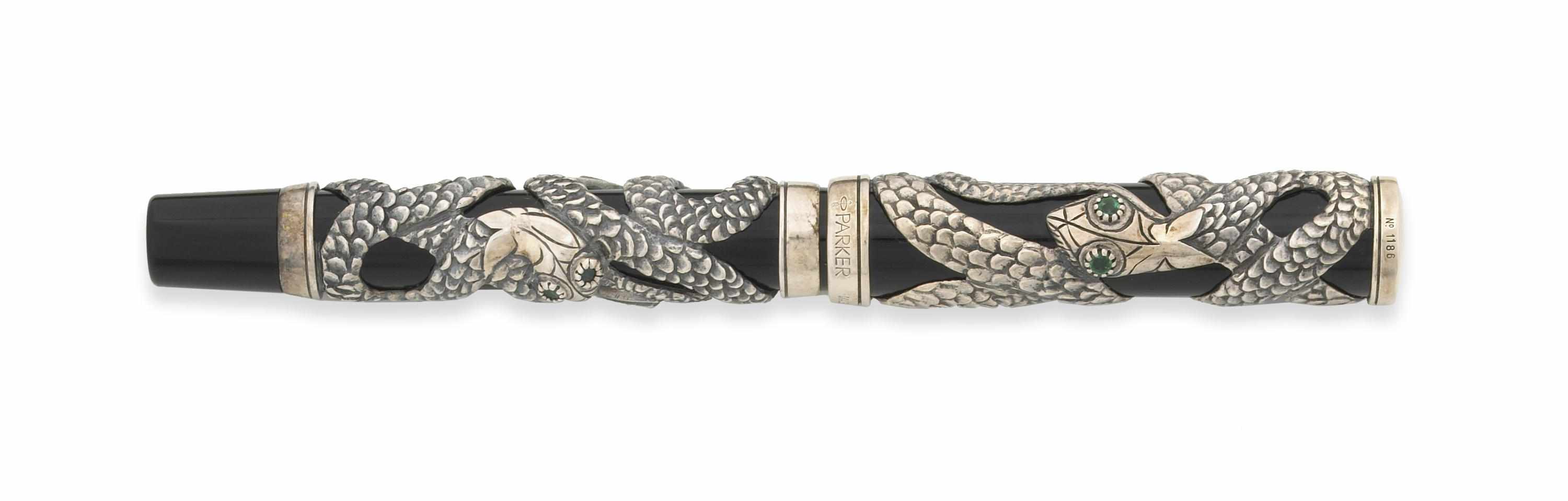 Appraisal: PARKER Limited Edition Snake Fountain Pen Sterling silver filigree over