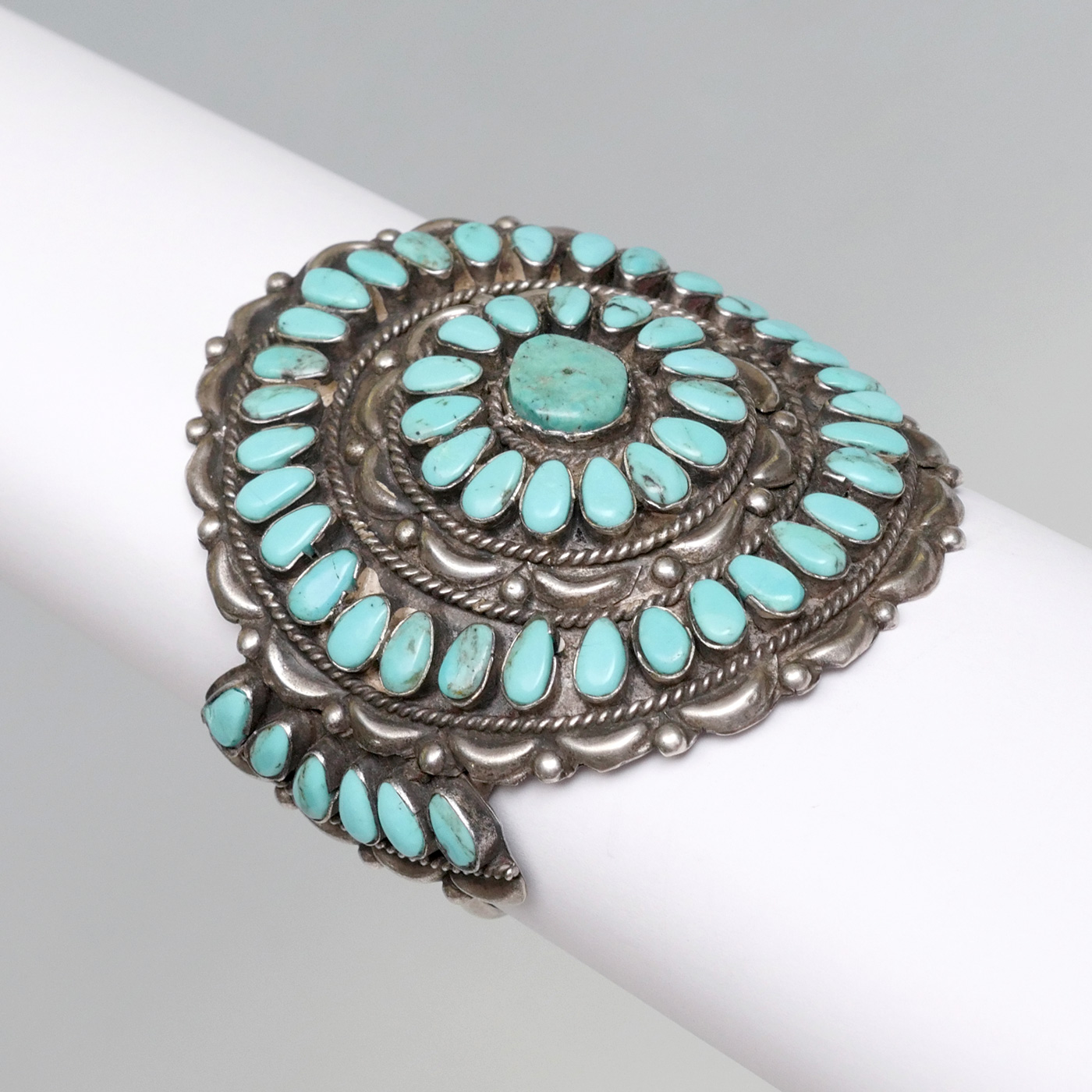 Appraisal: ZUNI PETIT POINT TURQUOISE AND SILVER BRACELET s Beautiful blue