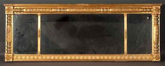 Appraisal: American Classical Revival gesso giltwood three-panel split baluster overmantel mirror