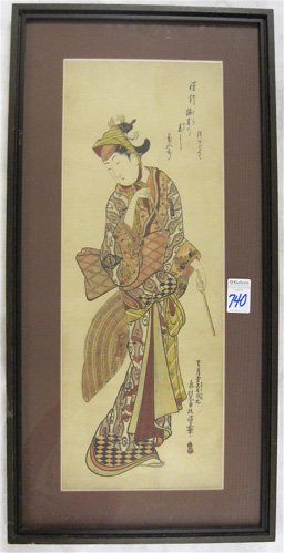 Appraisal: JAPANESE COLOR WOODCUT Kakemono-e after Okumura Masanobu - Study of