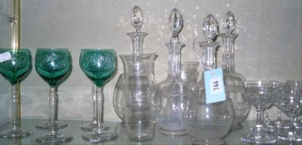 Appraisal: A large collection of glass ware including wines cruets decanters