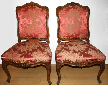 Appraisal: Pair of Louis XV Walnut Chaises a la Reine Estimate