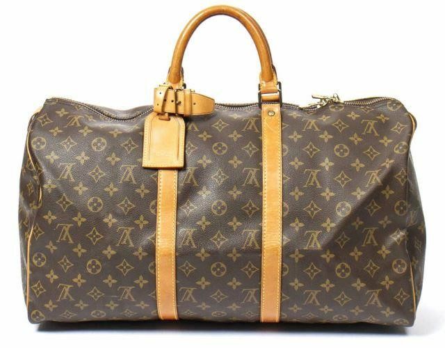 Appraisal: Louis Vuitton Keepall duffle bag in brown and tan monogram