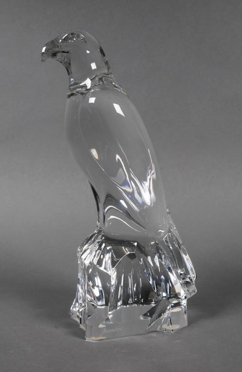 Appraisal: Baccarat crystal falcon French art glass sculpture Signed on the